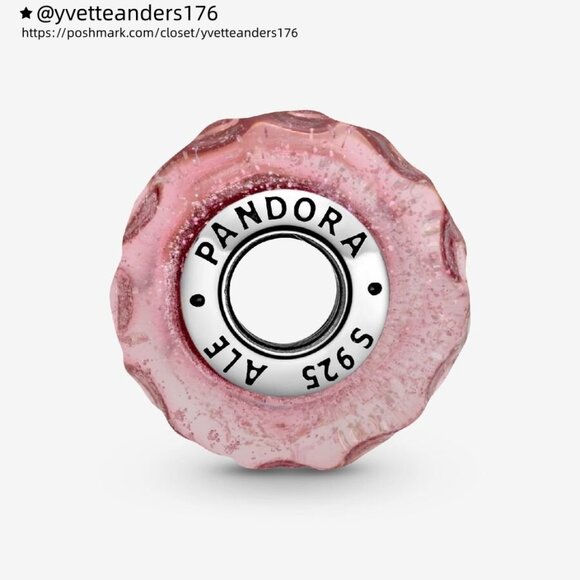 Pandora Wavy Fancy Pink Murano Glass Charm - Picture 3 of 6